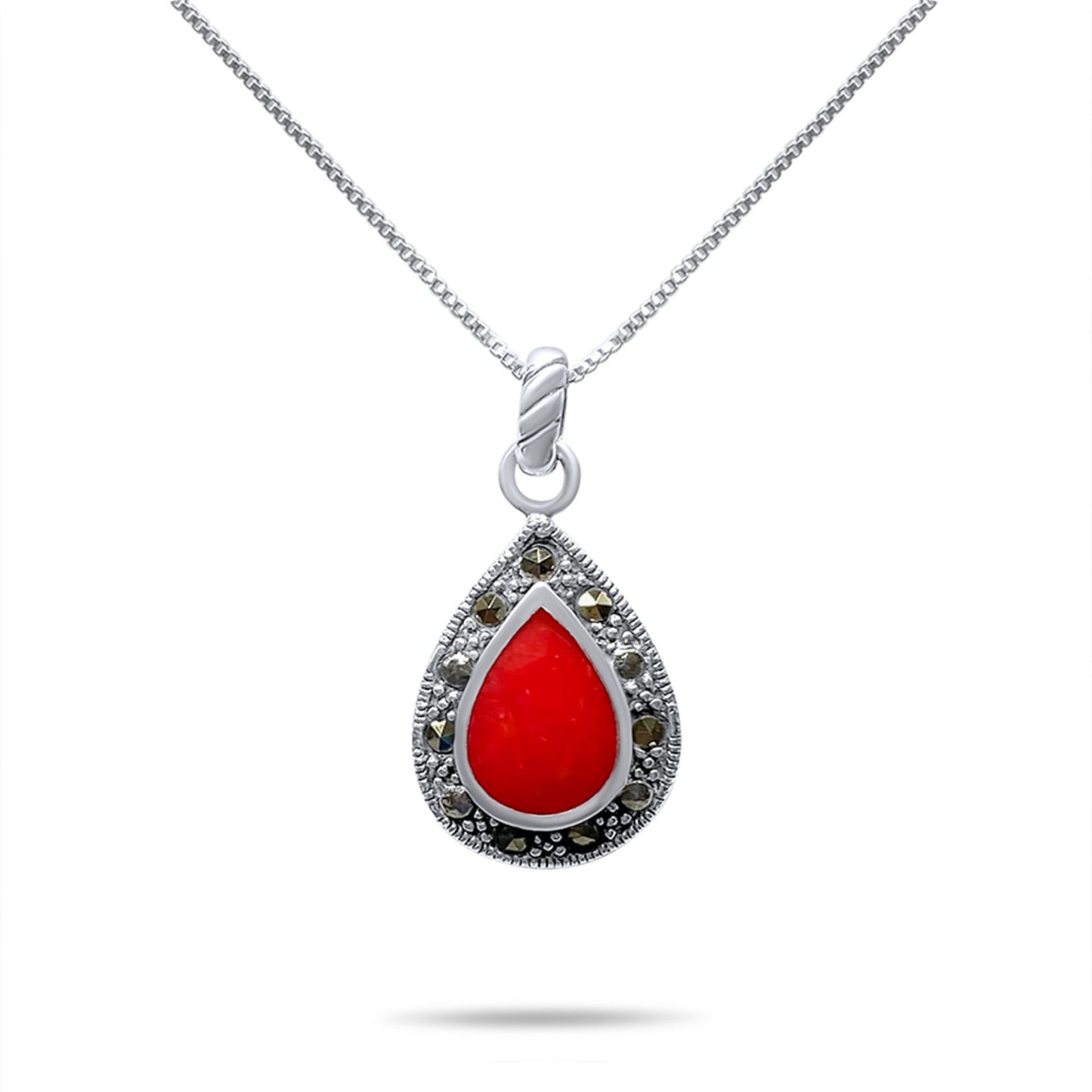 NECKLACE WITH CORAL STONES AND MARCASITES Mystic Alchemy