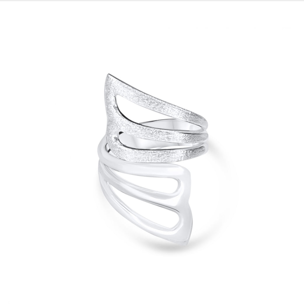 SILVER POLISHED-MAT RING