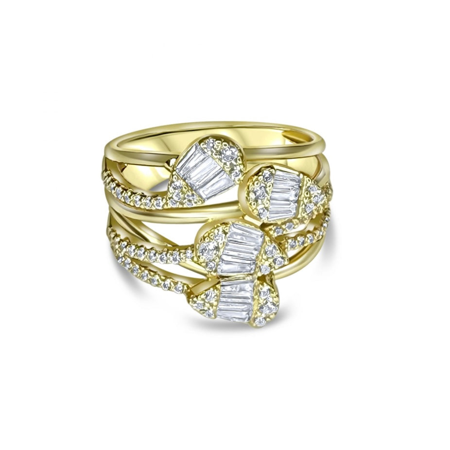 GOLD PLATED RING WITH ZIRCON STONES
