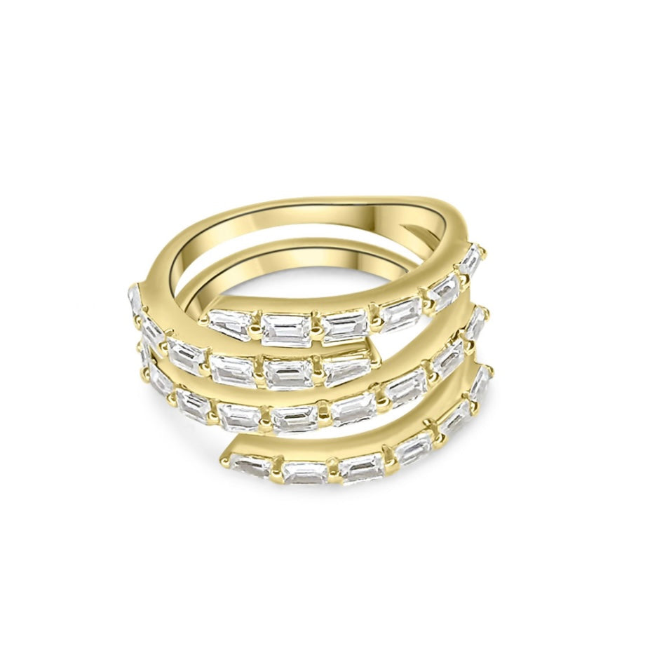 Aurora Halo Gold Plated Ring with Zircon Stones Mystic Alchemy