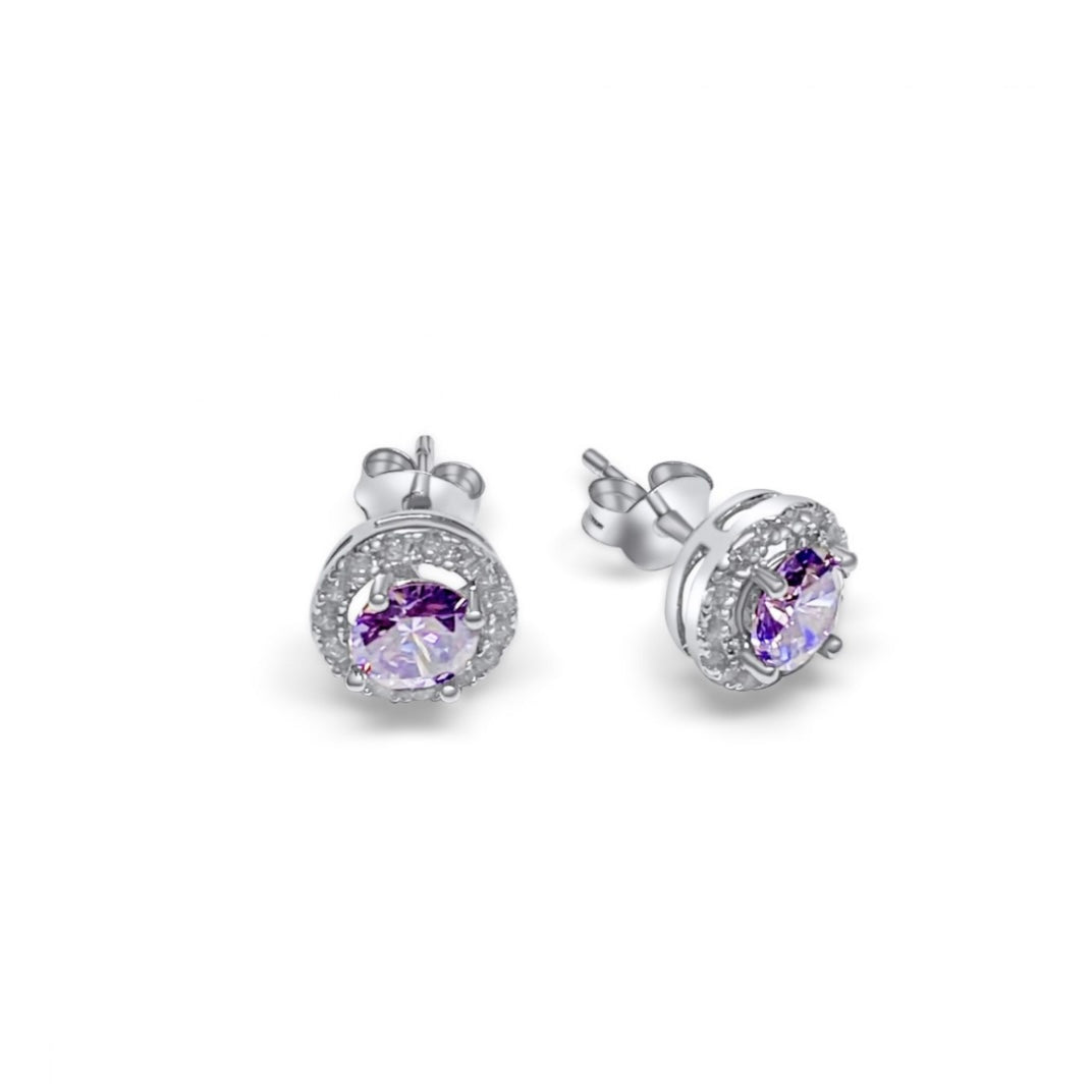 Radiant Amethyst Halo Studs Mystic Alchemy