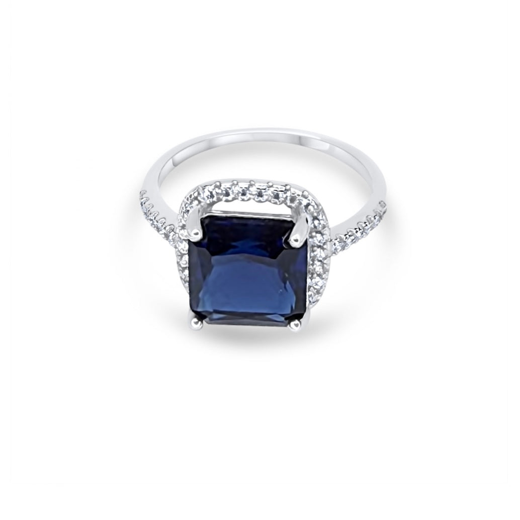 Sapphire Radiance Ring with Zircon Accents