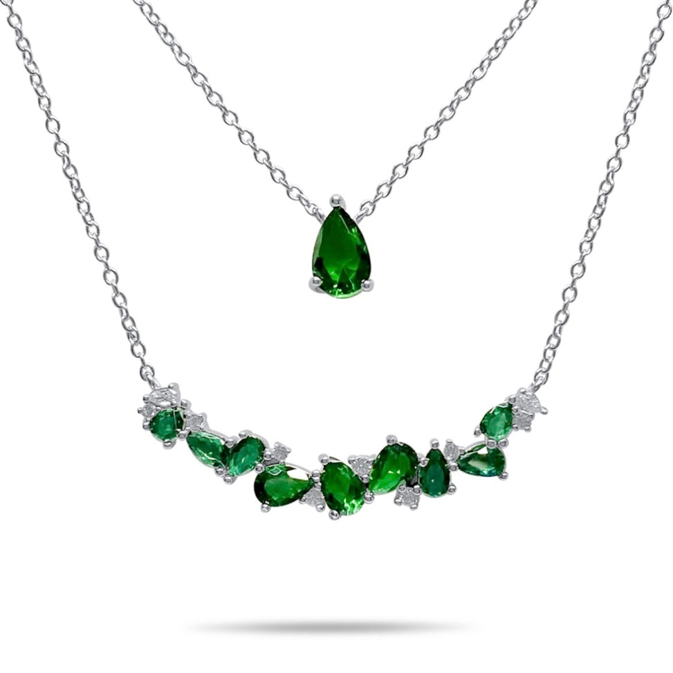 Double Necklace with Emerald Stones Mystic Alchemy