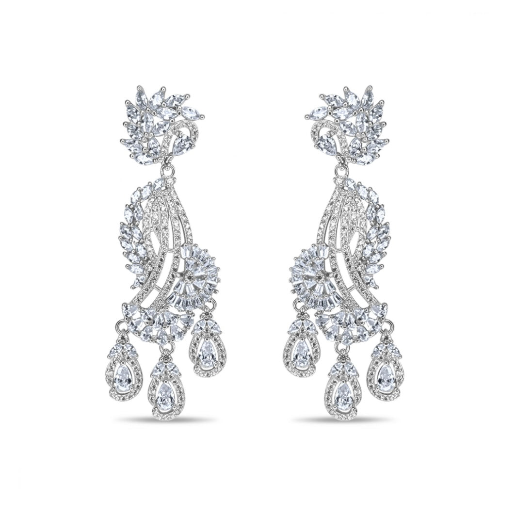 SILVER EARRINGS WITH ZIRCON STONES