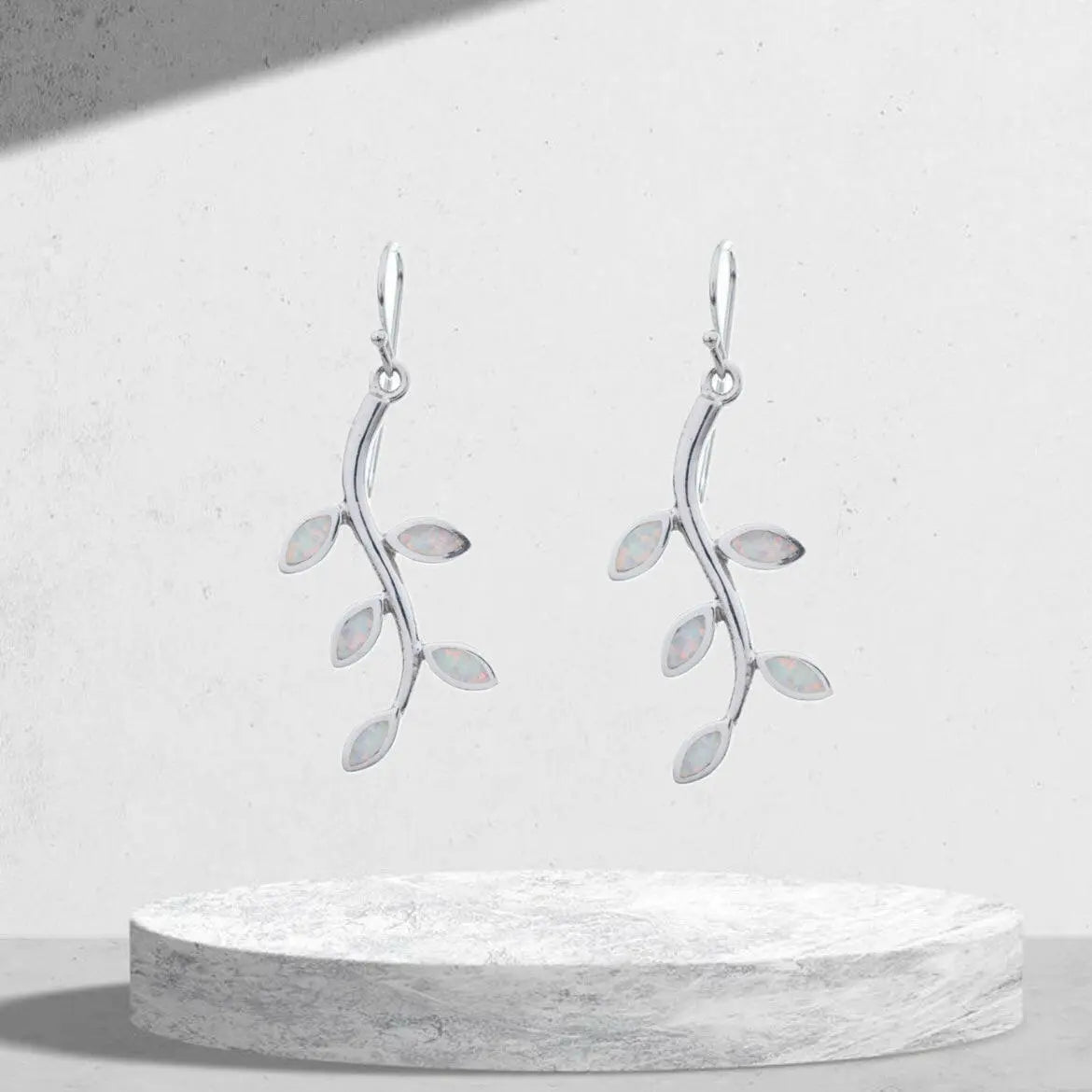 Silver 925 with white opal earrings - Mystic Alchemy 