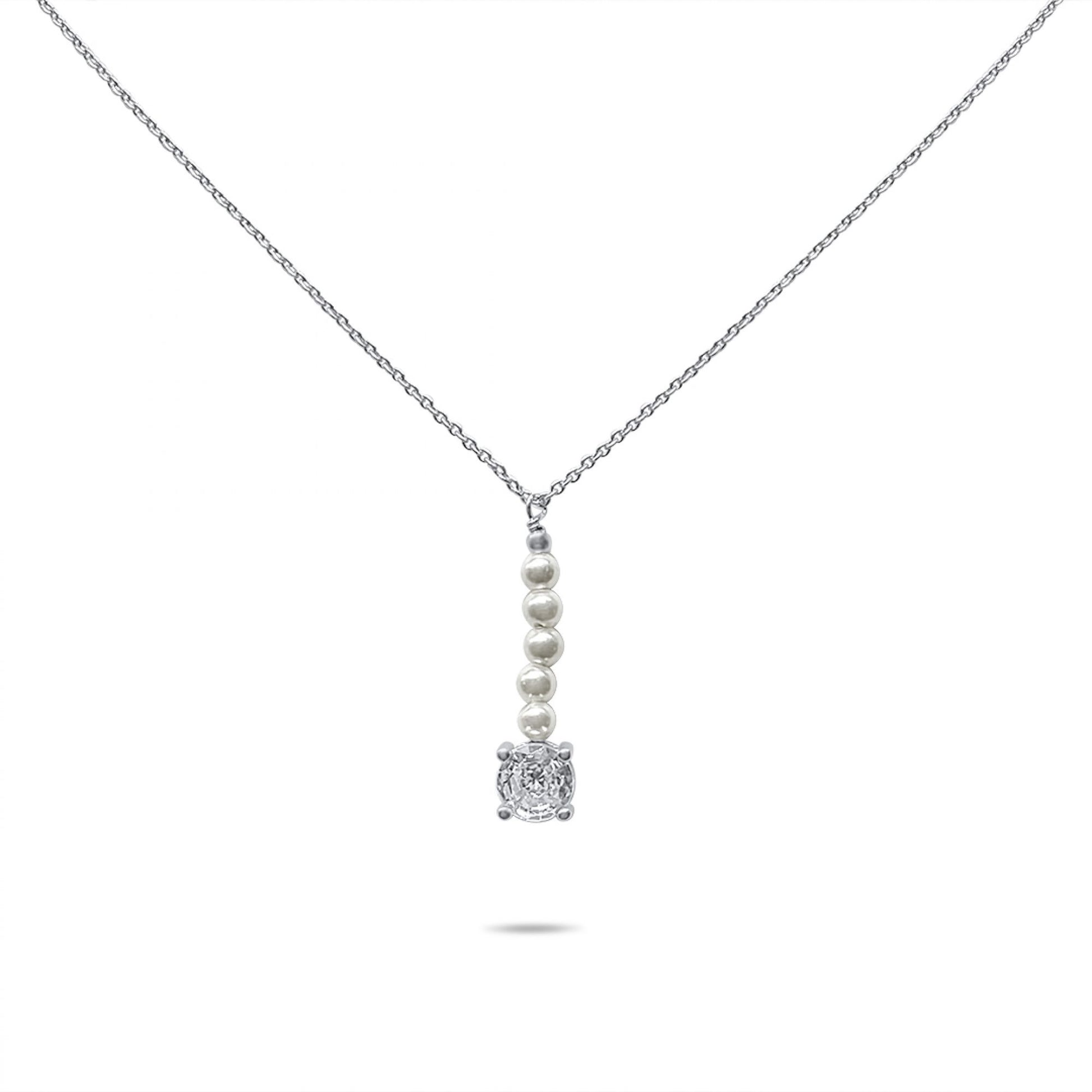NECKLACE WITH ZIRCON STONE AND PEARLS Mystic Alchemy