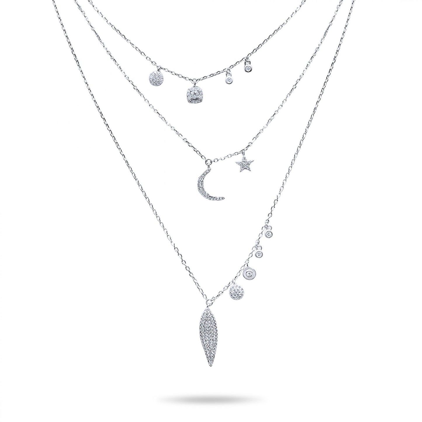 TRIPLE NECKLACE WITH ZIRCON STONES Mystic Alchemy