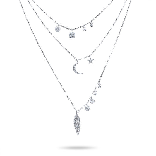 TRIPLE NECKLACE WITH ZIRCON STONES Mystic Alchemy