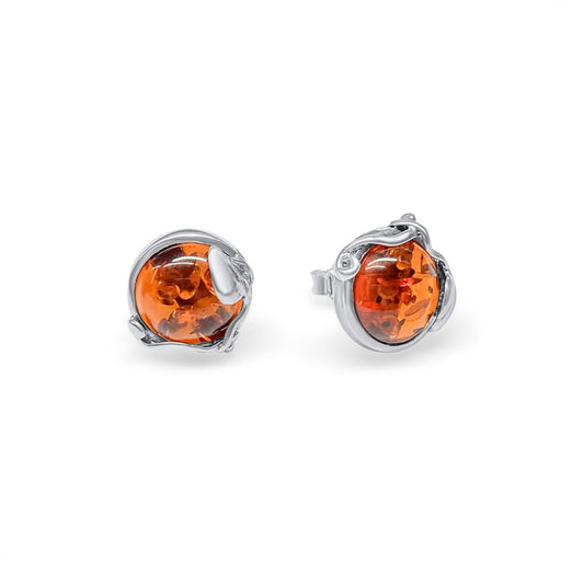 Amber Stud Earrings Silver 925 Mystic Alchemy