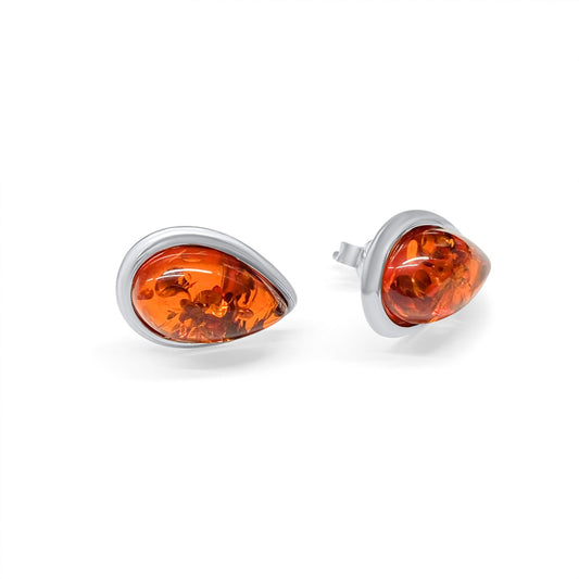 Amber Stud Earrings Silver 925 Mystic Alchemy