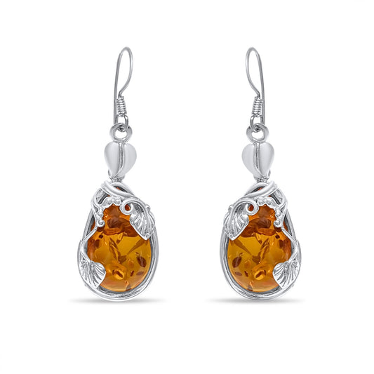 Amber Dangle Earrings Silver 925 Mystic Alchemy