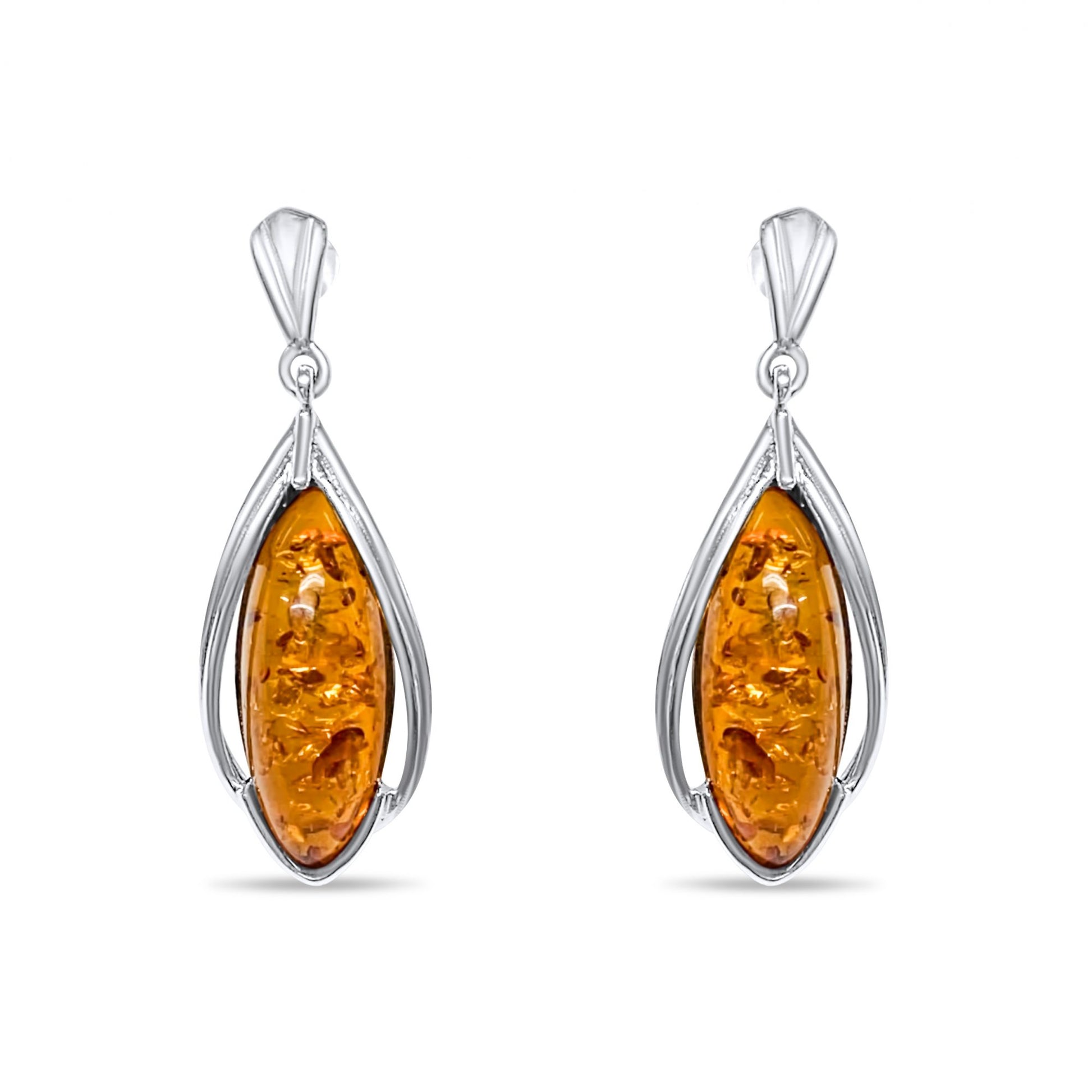 Amber Dangle Earrings Silver 925 Mystic Alchemy