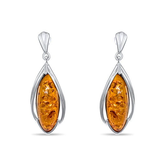 Amber Dangle Earrings Silver 925 Mystic Alchemy