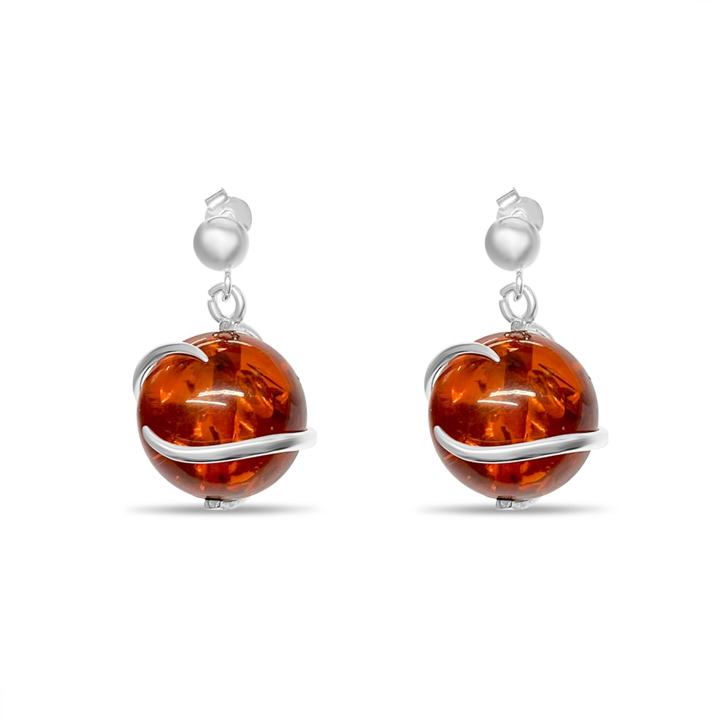 Amber Stud Earrings Silver 925 Mystic Alchemy