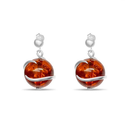 Amber Stud Earrings Silver 925 Mystic Alchemy