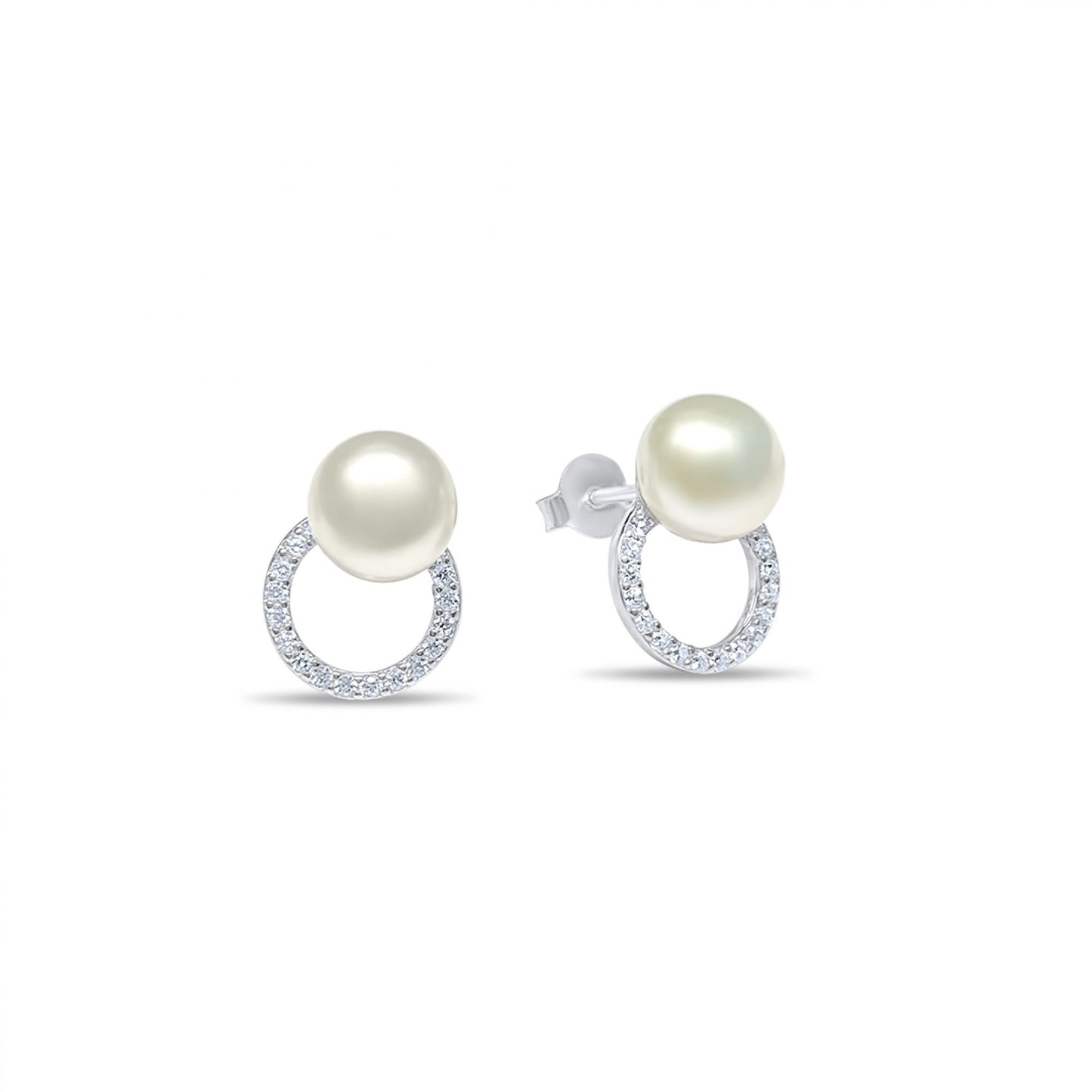 STUD EARRINGS WITH PEARL AND ZIRCON STONES Mystic Alchemy