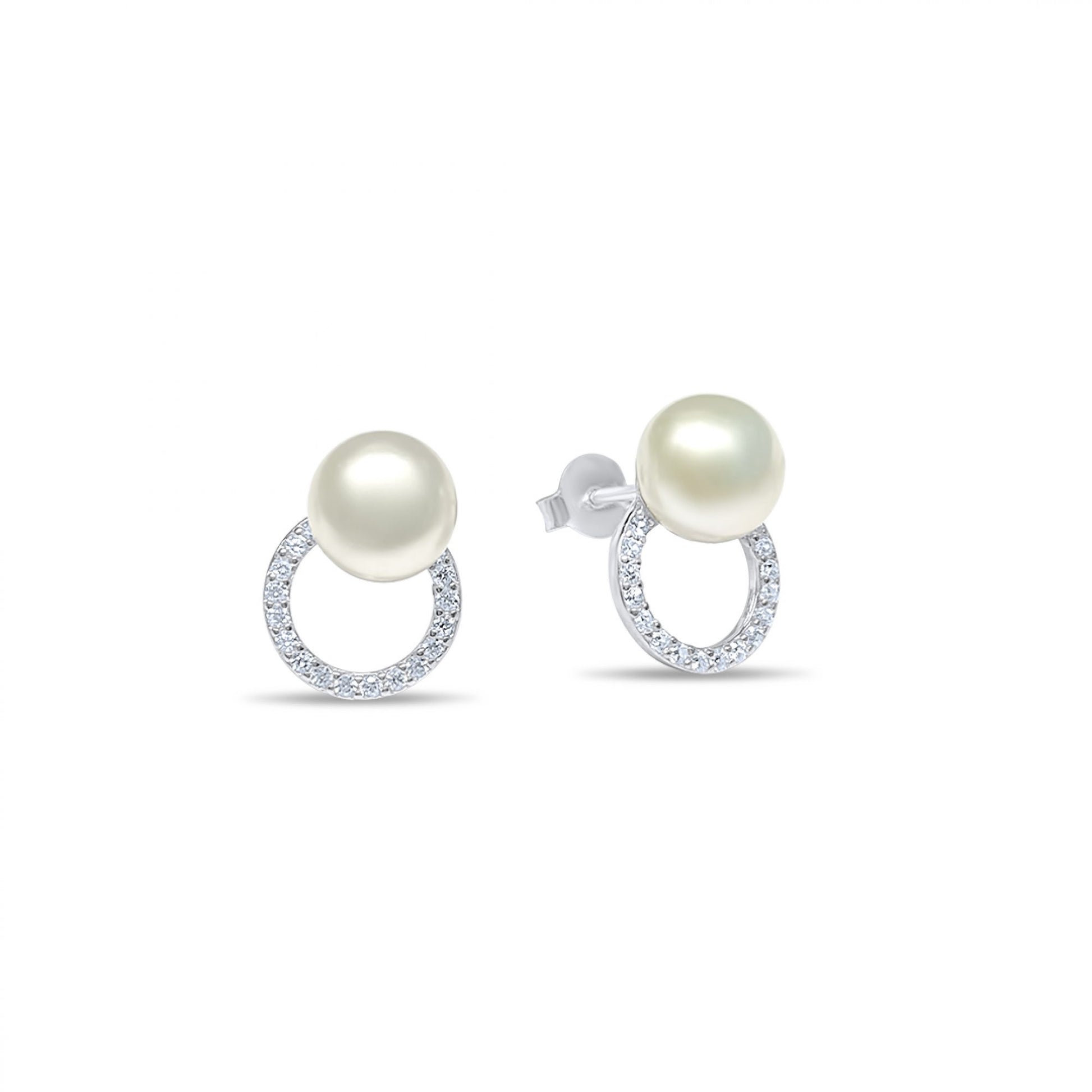 STUD EARRINGS WITH PEARL AND ZIRCON STONES Mystic Alchemy