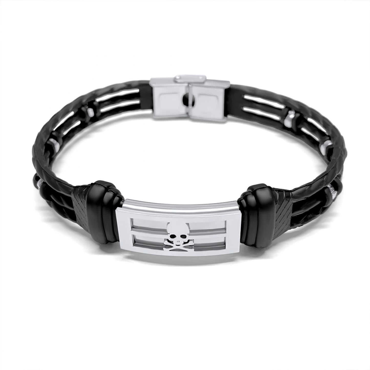 Men's rubber and steel bracelet in an elegant design.

