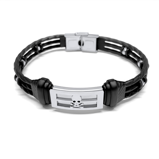 Men's rubber and steel bracelet in an elegant design.

