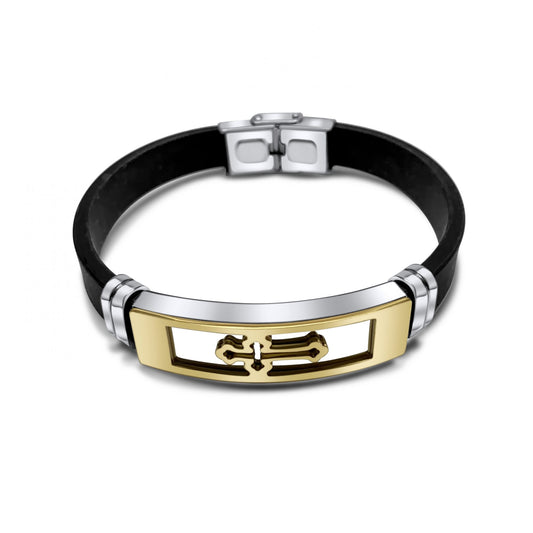 Men's rubber and steel bracelet in an elegant design