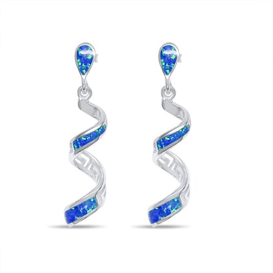 TWISTED DANGLE EARRINGS WITH OPAL STONES AND MEANDRO Mystic Alchemy