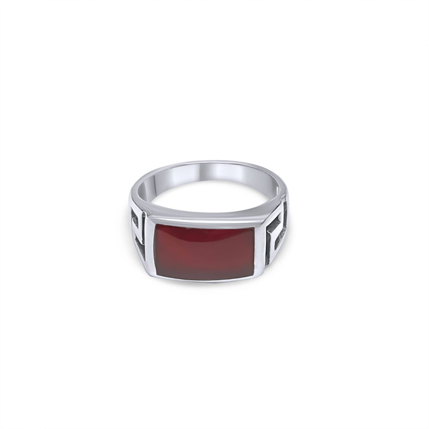 RING WITH CARNELIAN STONES AND MEANDRO