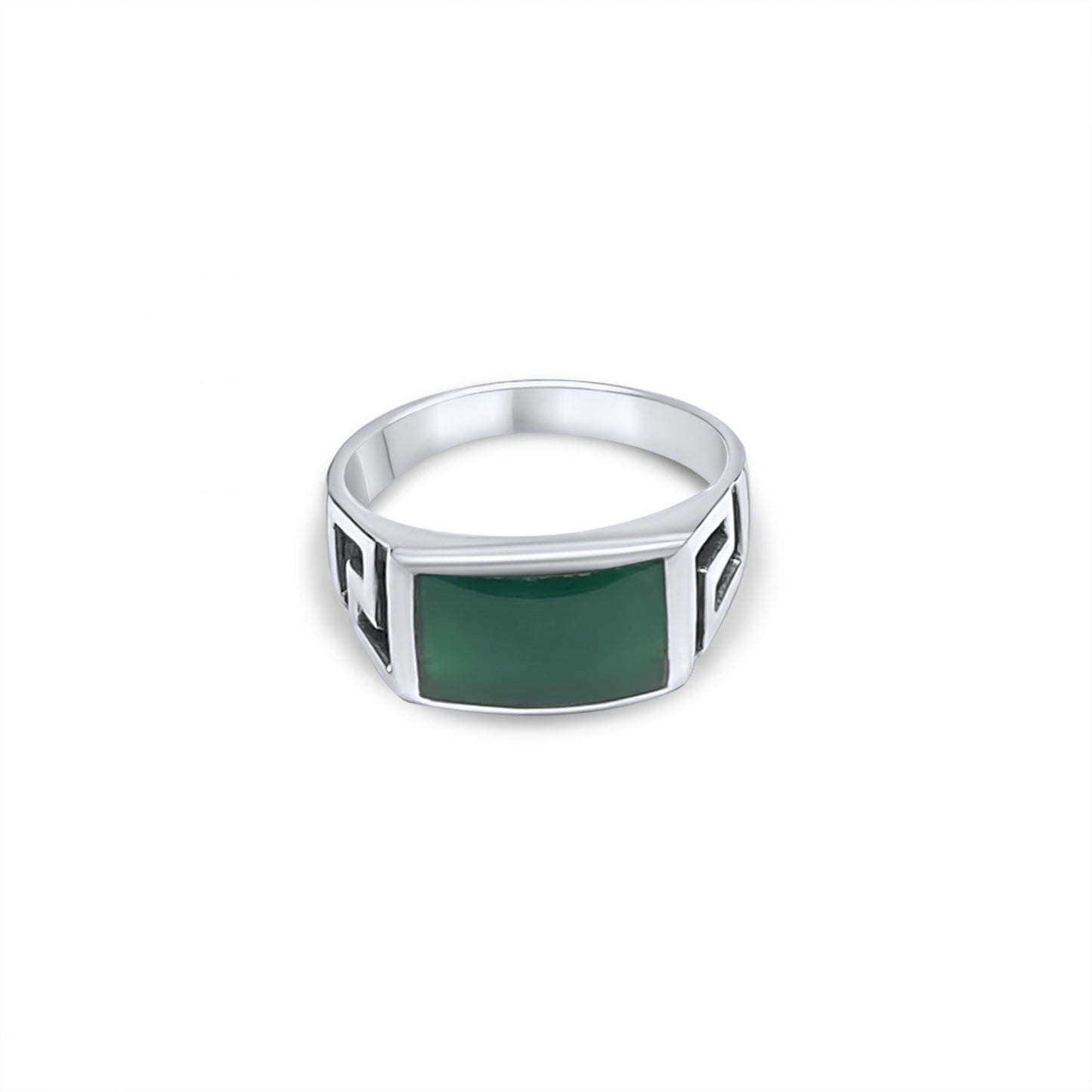 RING WITH AGATE STONE AND MEANDRO