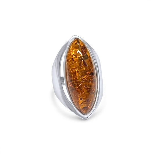 Amber Stone Silver 925 Ring Mystic Alchemy