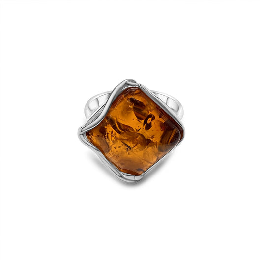 Amber Stone Silver 925 Ring Mystic Alchemy