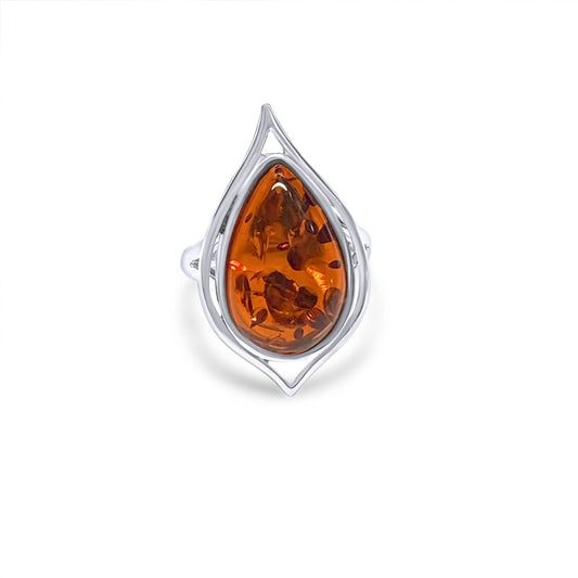 Amber Stone Silver 925 Ring Mystic Alchemy