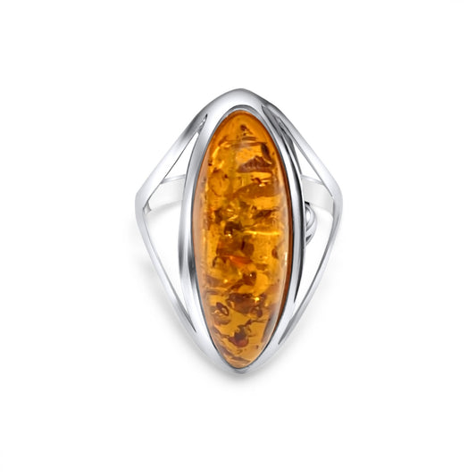 Amber Stone Silver 925 Ring Mystic Alchemy