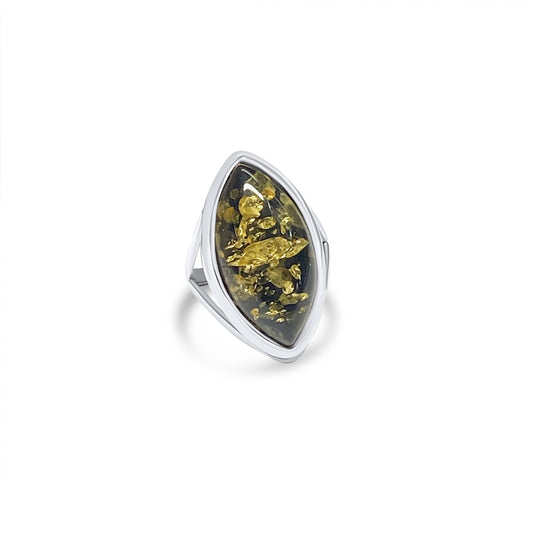 Amber Stone Silver 925 Ring Mystic Alchemy