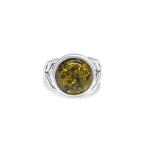 Amber Stone Silver 925 Ring Mystic Alchemy