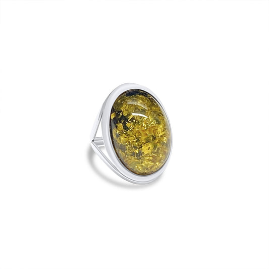 Amber Stone Silver 925 Ring Mystic Alchemy