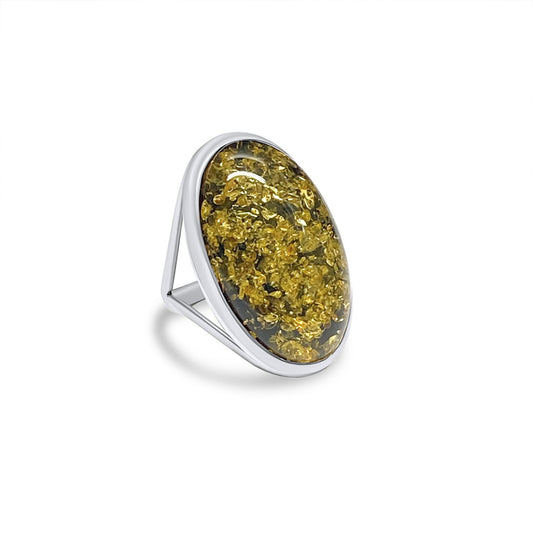Amber Stone Silver 925 Ring Mystic Alchemy