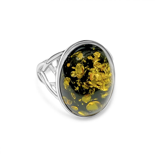 Amber Stone Silver 925 Ring Mystic Alchemy
