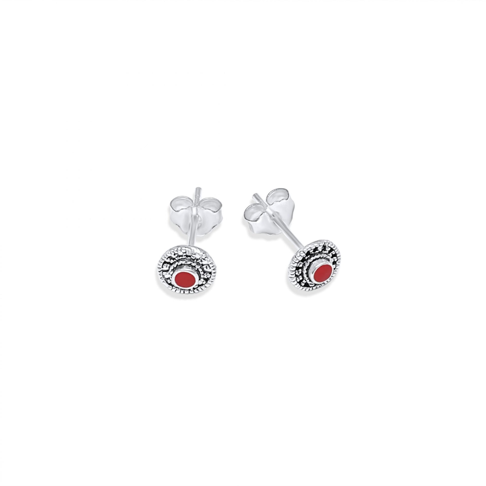 Stud earrings with coral stone - Mystic Alchemy 