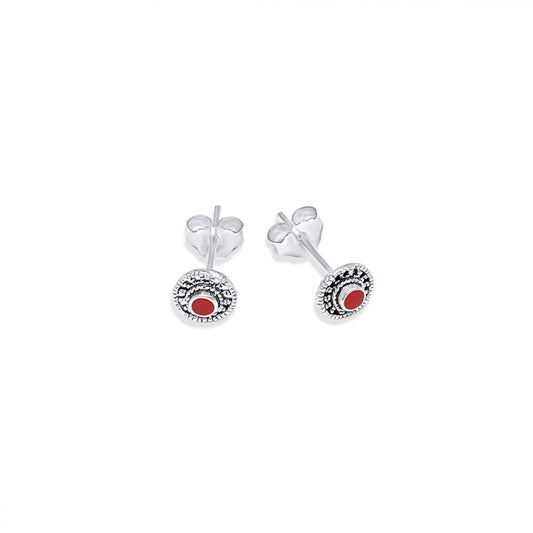 Stud earrings with coral stone - Mystic Alchemy 