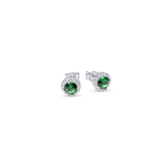 STUD EARRINGS WITH ZIRCON AND EMERALD STONES Mystic Alchemy