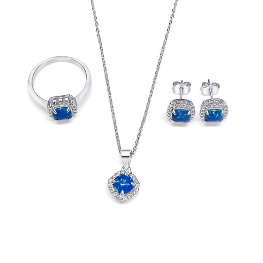 NECKLACE, RING AND STUD EARRINGS SET WITH ZIRCON AND OPAL STONES Mystic Alchemy
